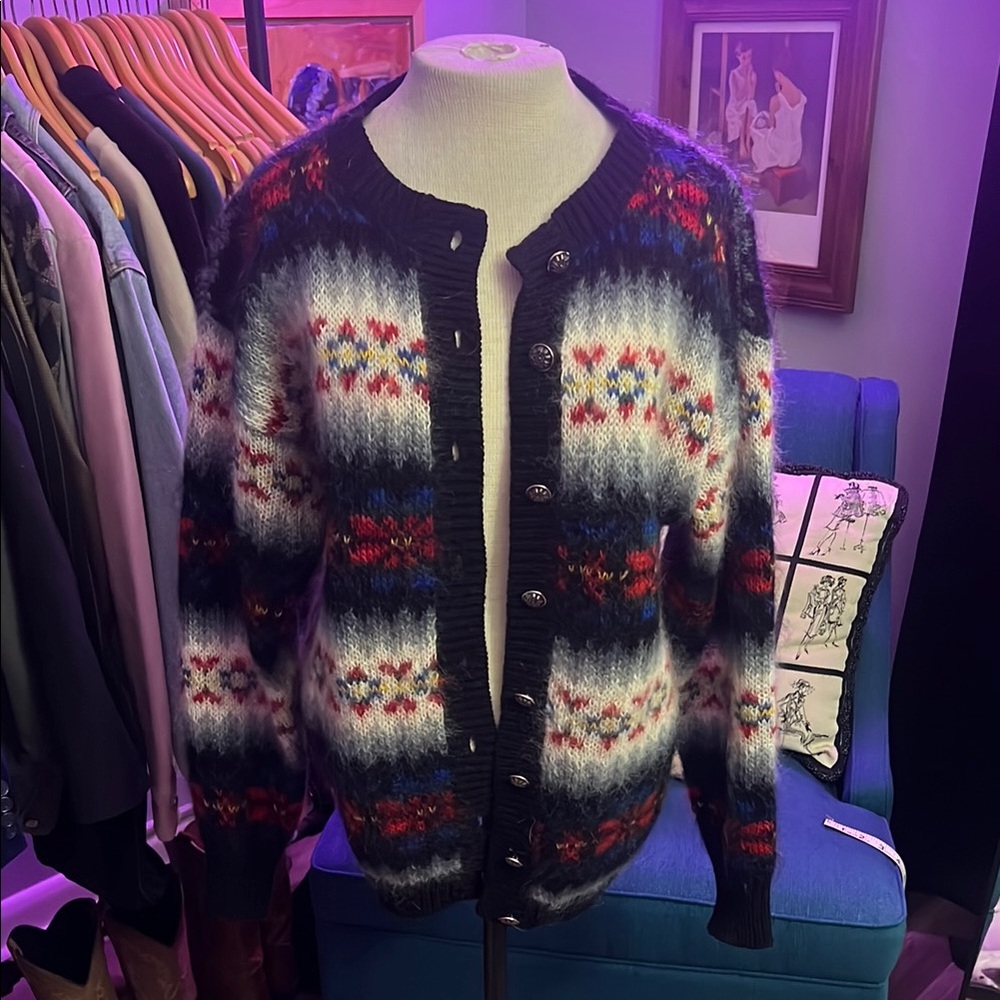 Colorful Patterned Cardigan - Susan Bristol - excellent condition